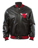 Glowrexs Chicago Bulls Letterman Black Leather Jacket