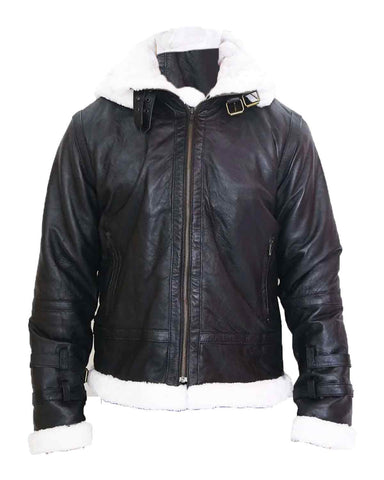 Glowrexs B3 Bomber Aviator Shearling Black Men's Leather Jacket