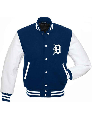 Glowrexs Detroit Tigers Letterman Blue and White Jacket