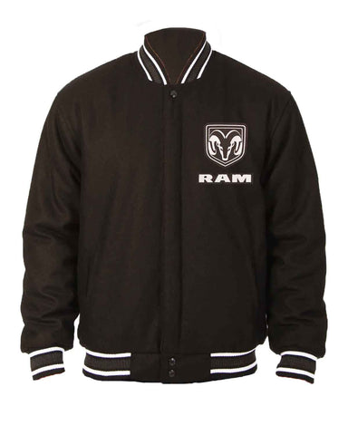 Glowrexs Dodge Ram Bomber Black Wool Jacket