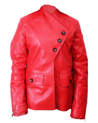 Glowrexs Women Motorcycle Quilted Valentines Red Jacket