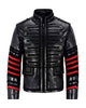 Glowrexs Men's Black Military Style Real Leather Jacket