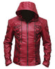 Glowrexs DC Red Arrow Inspired Red Hood Leather Jacket
