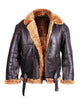 Glowrexs Mens Aviator Flying B3 Shearling Sheepskin Leather Bomber Jacket