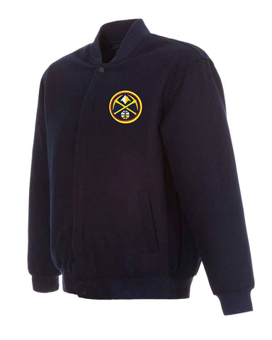 Glowrexs Denver Nuggets Bomber Navy Blue Wool Jacket