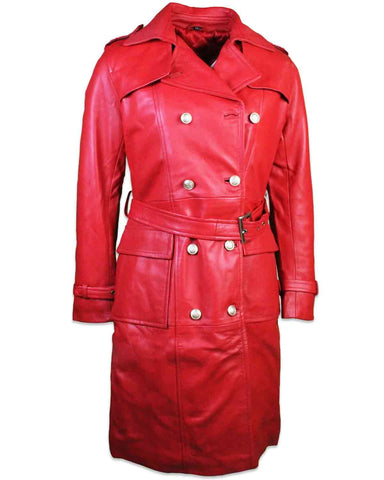 Glowrexs Women Red Leather Coat