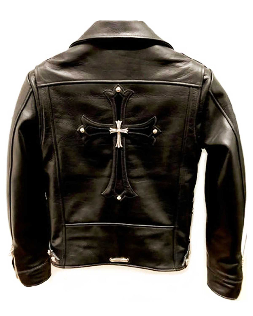 Glowrexs Chrome Hearts Asymmetrical Zipper Biker Leather Jacket