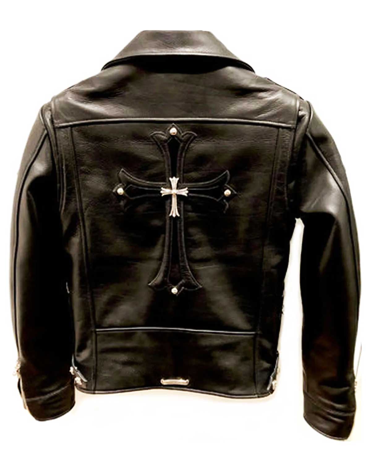 Glowrexs Chrome Hearts Asymmetrical Zipper Biker Leather Jacket