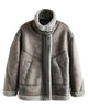 Glowrexs Grey Faux Suede Longline Aviator Jacket