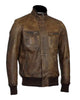 Mens Vintage Brown Leather Motorcycle Bomber Jacket