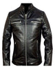 Glowrexs Men's Cafe Racer Black Classic Biker Leather Jacket