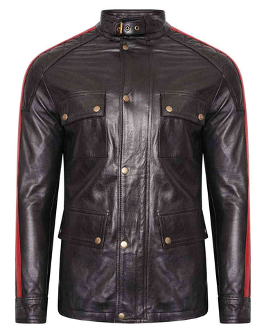 Glowrexs Daytona Leather Jacket Red Stripe