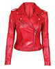 Glowrexs Negan Biker Women's Red Leather Jacket