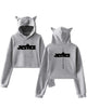 Glowrexs JB Cat Black Cropped Hoodie
