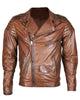 Glowrexs Men's Brown Motorcycle Leather Jacket