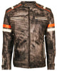 Glowrexs Men's Cafe Racer & Slim Fit Distressed Brown Leather Jacket