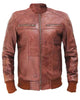 Glowrexs Steven Men's Dark Brown Bomber Distressed Leather Jacket