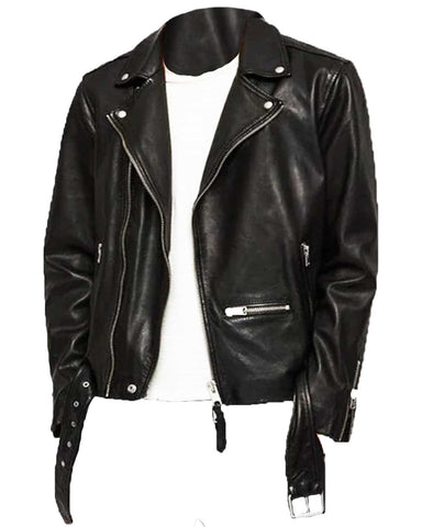 Glowrexs Men's Arrow Oliver Queen Motorcycle Black Leather Jacket