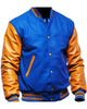 Glowrexs Men's Blue and Yellow Varsity Letterman Jacket