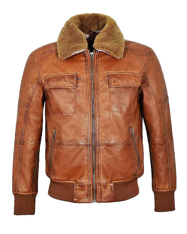Glowrexs Mens Aviator Shearling Bomber jacket