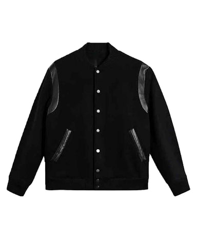 Glowrexs Men’s Classic Black Varsity Jacket