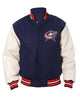 Glowrexs Columbus Blue Jackets White and Navy Blue Varsity Jacket