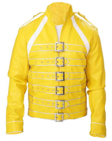 Glowrexs Freddie Mercury Concert Yellow Leather Jacket