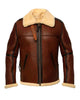 Glowrexs Men’s Aviator B-3 Brown Leather Bomber Jacket