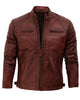 Glowrexs Mens Distressed Brown Motorcycle Leather Jacket