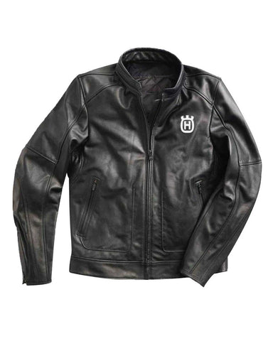 Glowrexs Black Husqvarna Motorcycle Leather Jacket