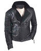 Mens Shearling Faux Fur Black Leather Biker Jacket