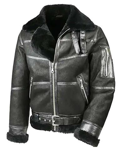 Glowrexs Mens Aviator B16 Sheepskin Shearling Jacket