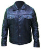 Glowrexs Men's Vintage Black Leather Trucker Jacket