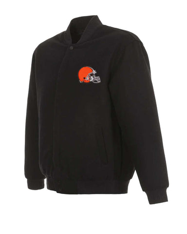 Glowrexs Cleveland Browns Bomber Black Wool Jacket