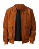 Glowrexs Men’s Brown Suede Bomber Jacket