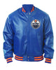 Glowrexs Edmonton Oilers Royal Blue Bomber Leather Jacket