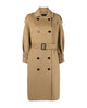 Glowrexs Womens Beige Double Breasted Wool Trench Coat