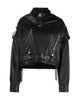 Glowrexs Womens Black cropped leather Biker Jacket