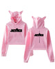 Glowrexs JB Cat Black Cropped Hoodie