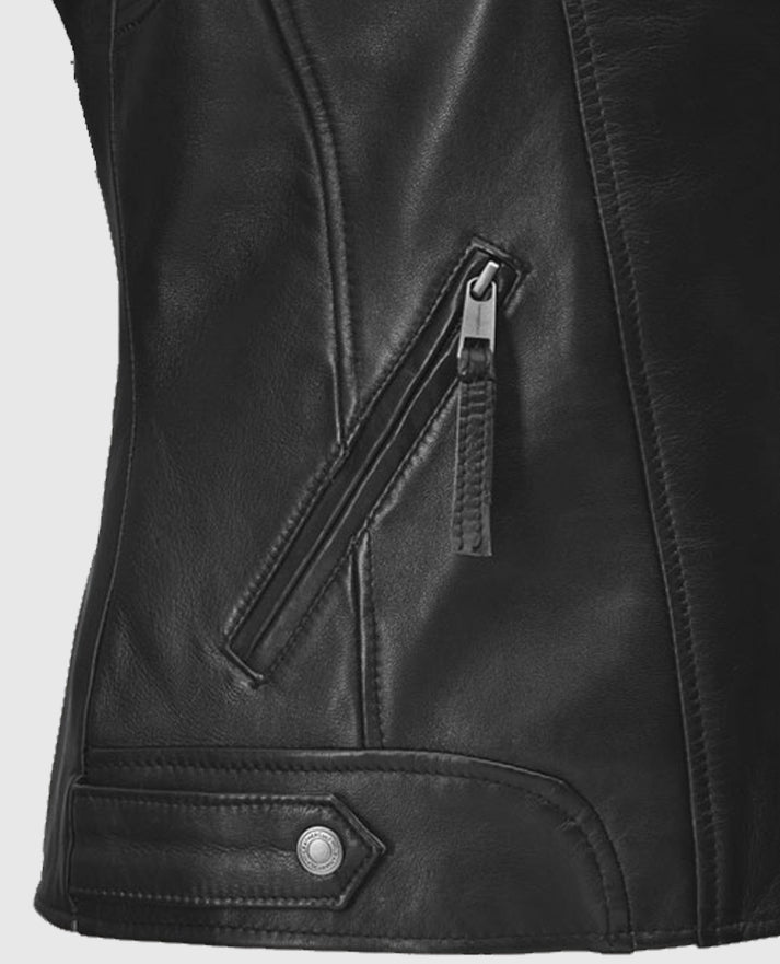 Women's Checkerboard Black and White Moto Jacket