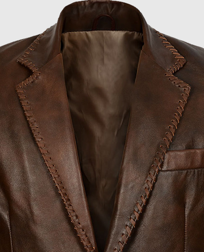 Men's Spanish Medieval Brown Leather Blazer