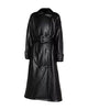 Glowrexs Womens Black Leather Trench Coat Double Breasted