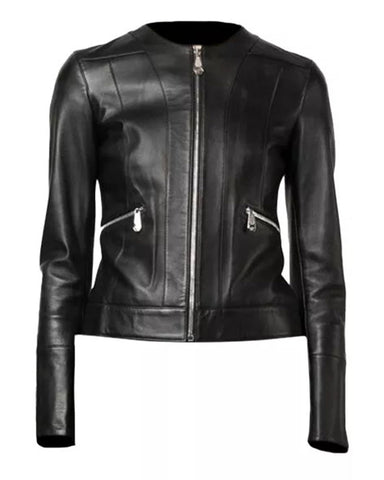 Glowrexs Ladies Black Leather Jacket