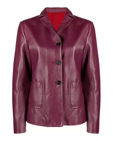 Glowrexs Maroon Leather Jacket Womens
