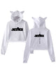 Glowrexs JB Cat Black Cropped Hoodie