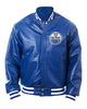 Glowrexs Edmonton Oilers Royal Blue Bomber Leather Jacket