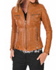 Glowrexs Women’s Brown Leather Motorcycle Jacket