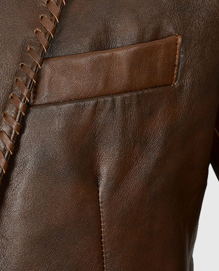 Men's Spanish Medieval Brown Leather Blazer