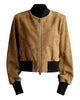 Glowrexs Brown Suede Bomber Jacket Womens