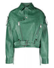 Glowrexs Womens Green Leather Biker Jacket